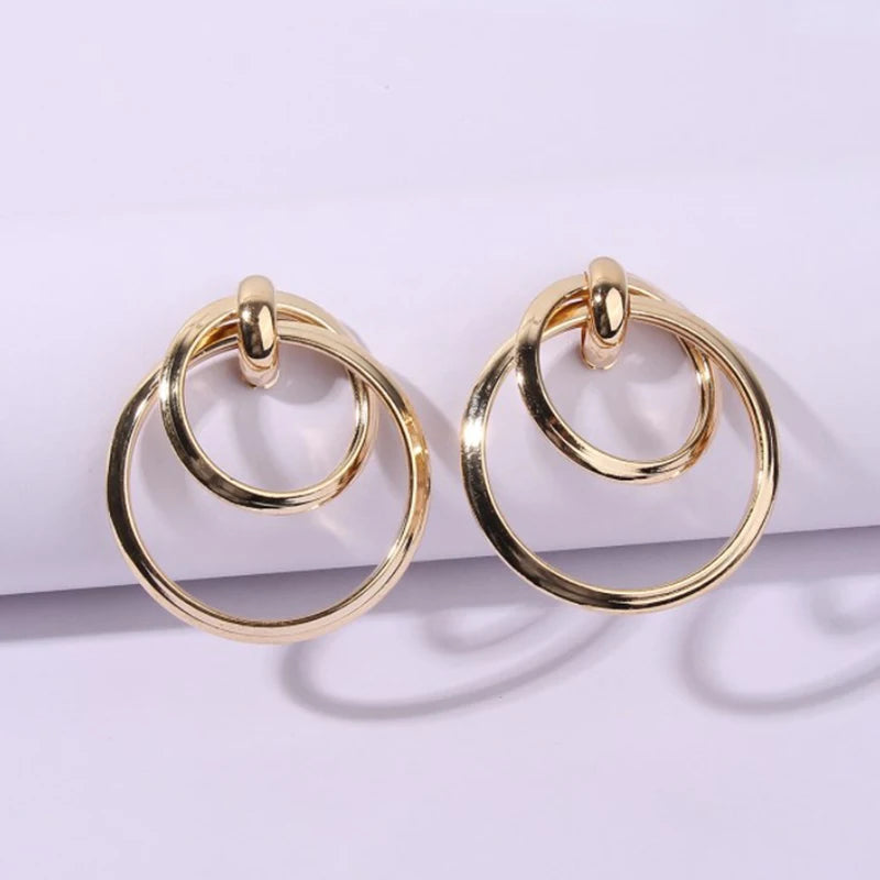 Korean Vintage Geometric Drop Earrings – Stainless Steel Drop Earrings Axl