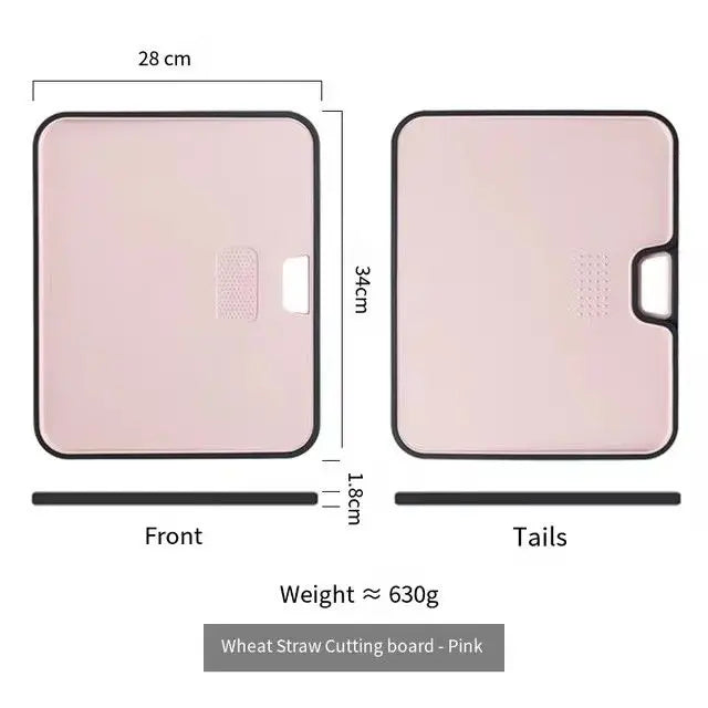 Wheat Straw Cutting Board with Garlic Grinder & Spill Guard Cutting Board Axl Pink 340x280x18mm