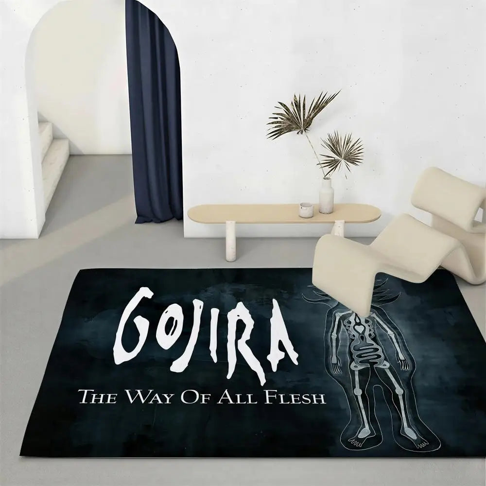 Gojira Band Flannel Floor Mat – Non-Slip Soft Indoor Rug Flannel Floor Mat Axl White2 80x120cm