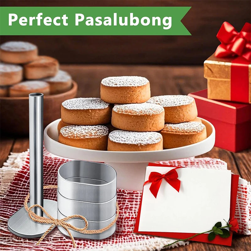 Stainless Steel Polvoron Molder with Pusher | Pastry Ring Mold Pastry Mold Set Axl