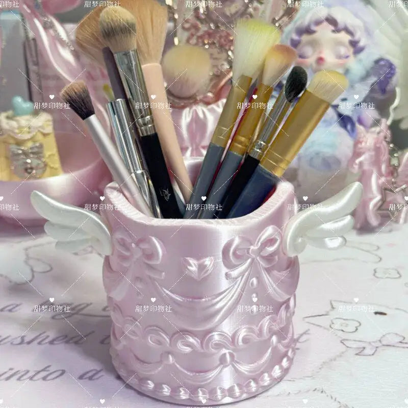 Angel Wings Makeup Brush Holder – Silk Texture Cosmetic Organizer Cosmetic Brush Organizer Axl