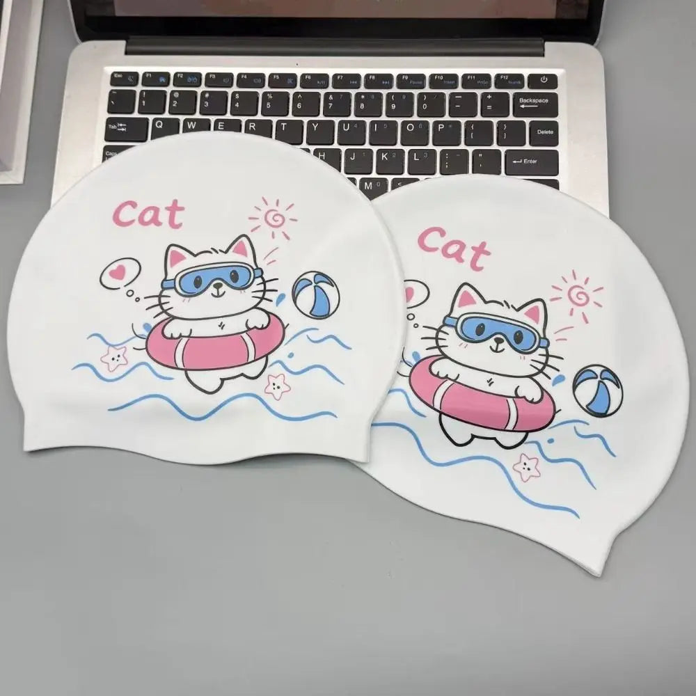 Cartoon Cat Silicone Swim Cap – Waterproof & Comfortable Silicone Swim Cap Axl