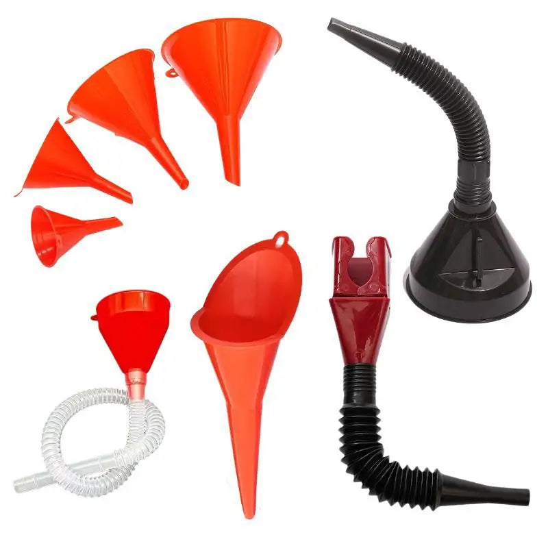 8-Piece Car Funnel Set – Wide Mouth Fuel, Oil & Coolant Automotive Funnel Set Axl