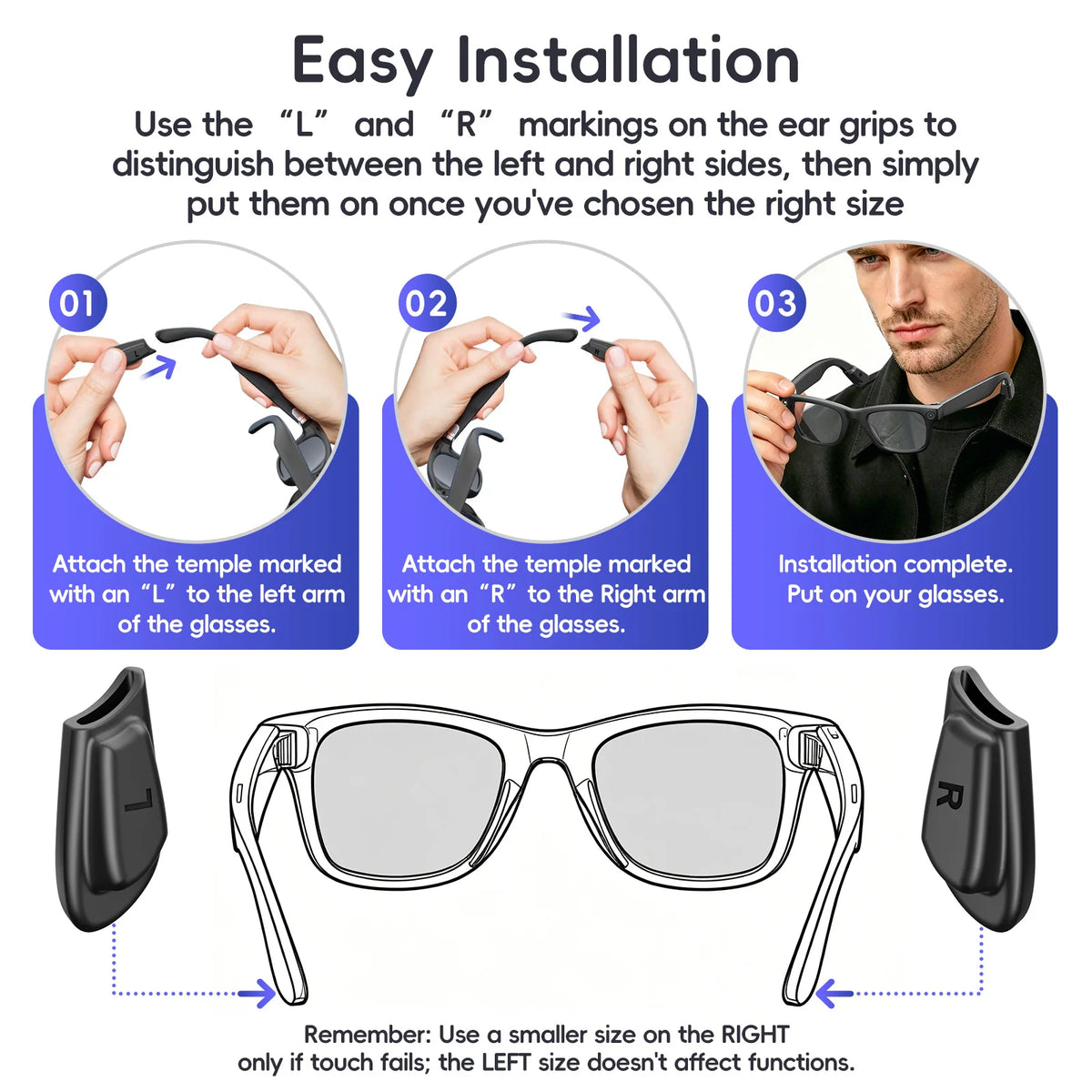 Anti-Slip Silicone Ear Grips for Ray-Ban Meta Smart Glasses Eyeglass Ear Grips Axl