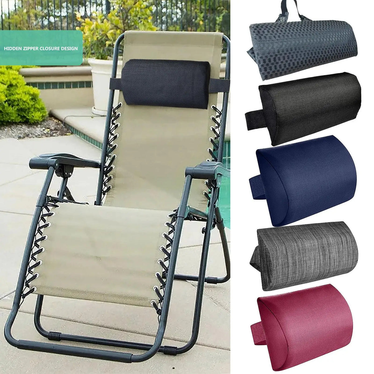 Pool Lounge Chair Headrest Pillow with Adjustable Strap Lounge Chair Pillow Axl