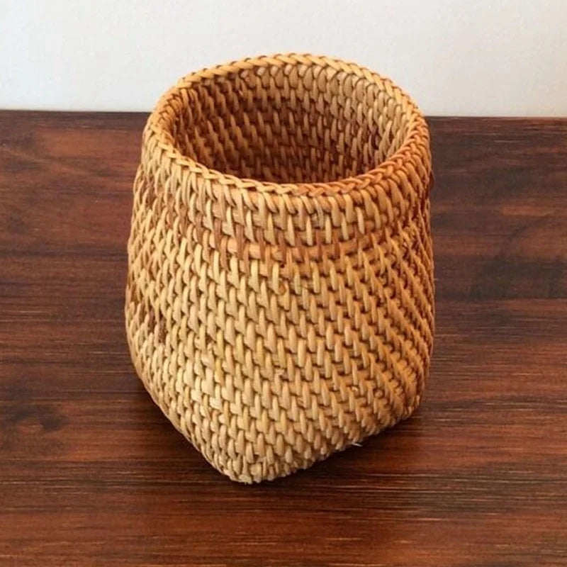 Rattan Tableware Organizer Basket – Handwoven Cutlery Storage Rattan Organizer Basket Axl C