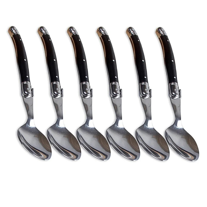 Laguiole Dinner Spoons Set of 6 – 8" Stainless Steel Tablespoons Dinner Spoon Set Axl Black spoon