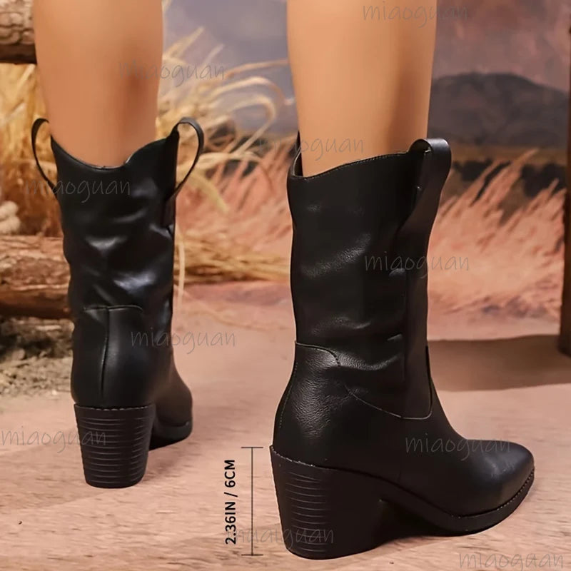 Women's Western Ankle Boots – Pointed Toe Block Heel, Sizes 6–10 Western Ankle Boots Axl
