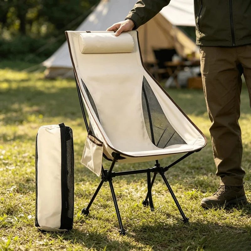 Westtune Folding Camping Chair with Headrest | Aluminum Frame Folding Camping Chair Axl