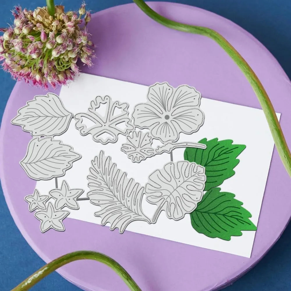 Hibiscus Cutting Dies – Flower & Jungle Leaf Stencils for Crafts Cutting Dies Stencils Axl