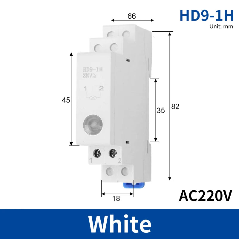 HD9 DIN Rail LED Signal Indicator Light 9mm 18mm 220V – 4 Colors LED Indicator Light Axl 1H-White