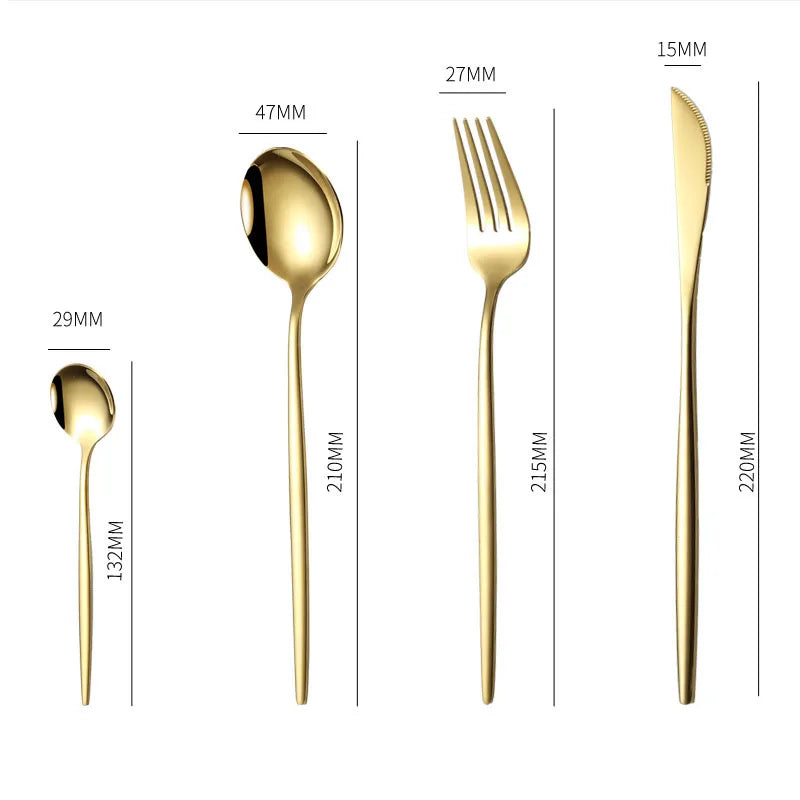 24-Piece Gold Stainless Steel Cutlery Set for 6 | Gift Box Flatware Cutlery Set Axl
