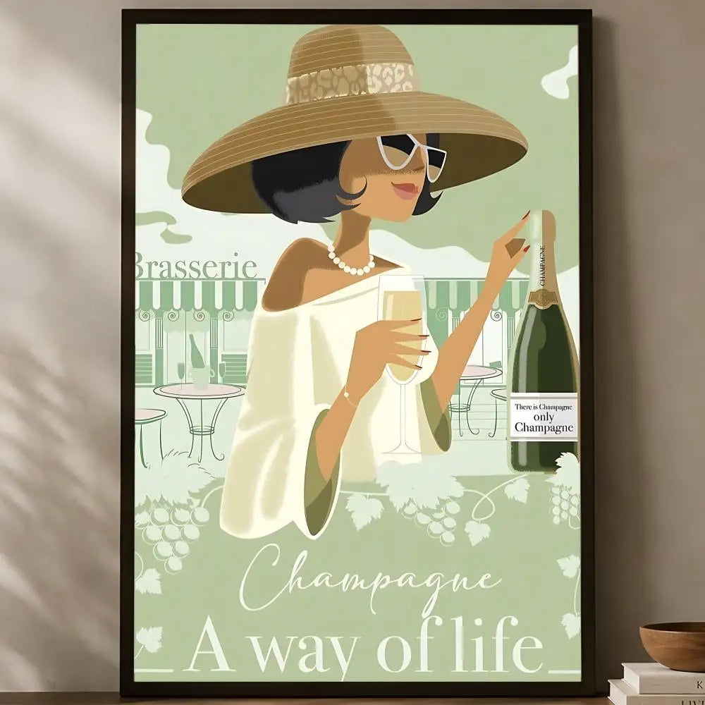 Wine Champagne Region Map Poster – Waterproof Self-Stick Wall Art Wall Art Poster Axl White06 40X50cmNoframe