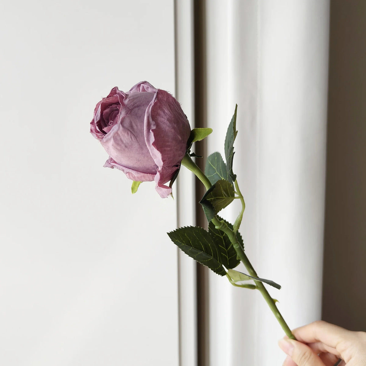 10-Pack Burnt Edge Artificial Silk Rose Stems 50cm | Faux Flowers Artificial Flower Stems Axl PURPLE