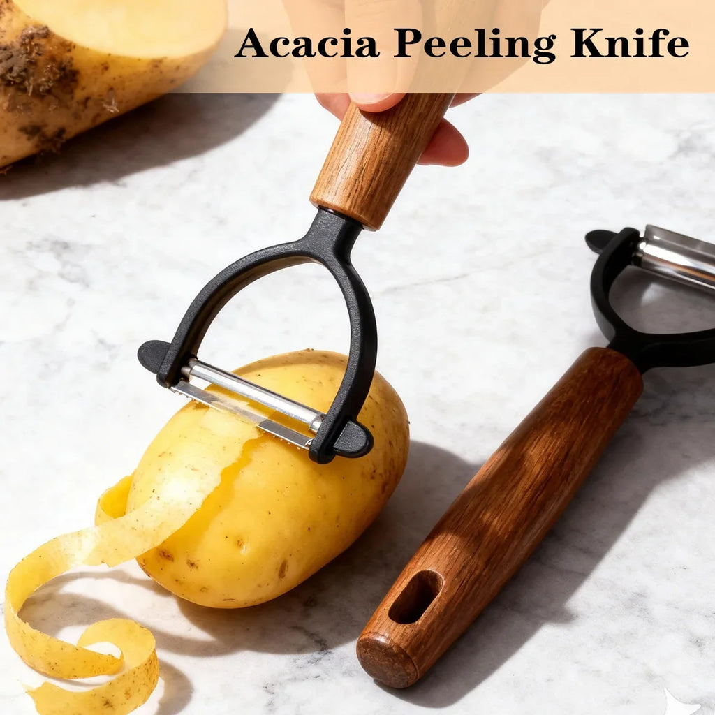 Stainless Steel Y/P Vegetable Peeler – Acacia Wood Handle Vegetable Peeler Axl