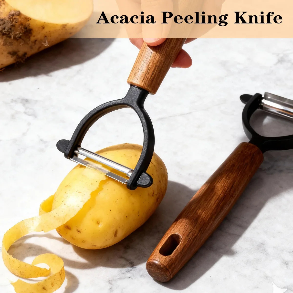 Stainless Steel Y/P Vegetable Peeler – Acacia Wood Handle Vegetable Peeler Axl