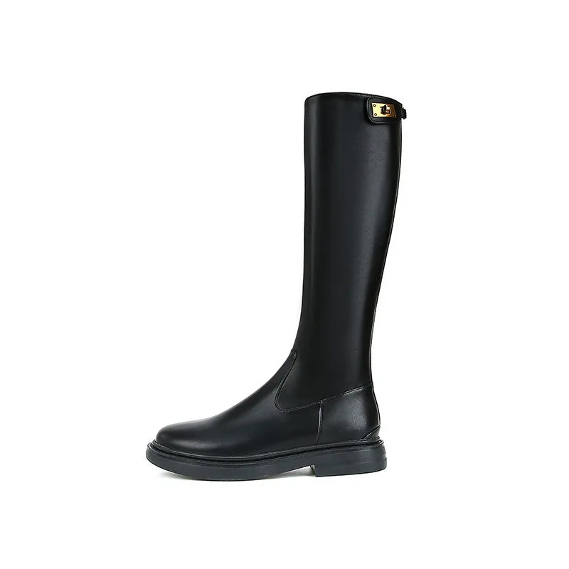 Women's Knee-High Knight Boots – Wedge Heel & Side Zip Knee-High Boots Axl standard cylinder 39