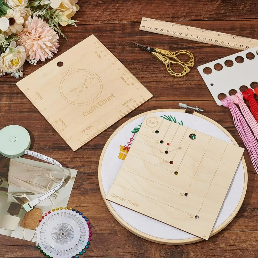 Wooden Cross Stitch Corner Gauge Template Set of 2 Embroidery Corner Gauge Axl