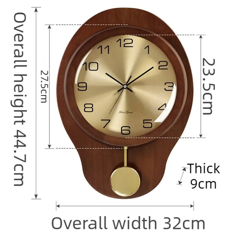 Modern Wood Pendulum Wall Clock – Silent Minimalist Decor Pendulum Wall Clock Axl Brown