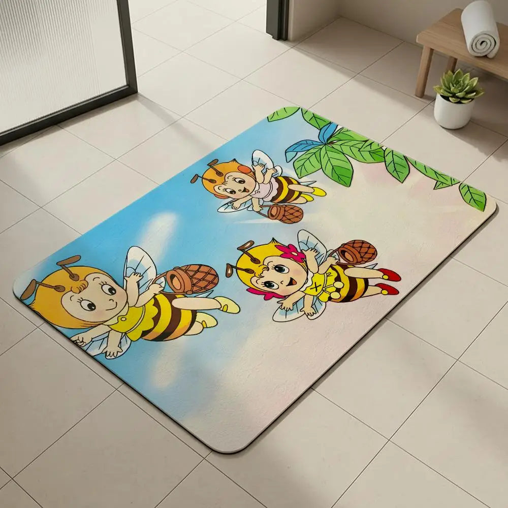 Cartoon Diatomite Bath Mat – Quick Dry, Absorbent, Anti-Slip Diatomite Bath Mat Axl White10 30x45cm