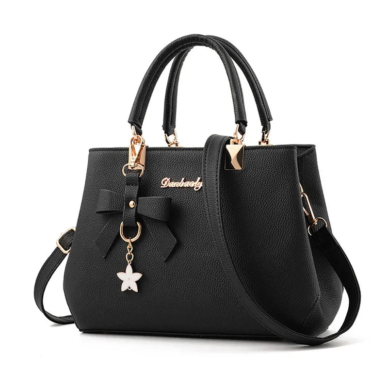 Women's Floral Bowknot Crossbody Shoulder Bag – 6 Colors PU Crossbody Shoulder Bag Axl black