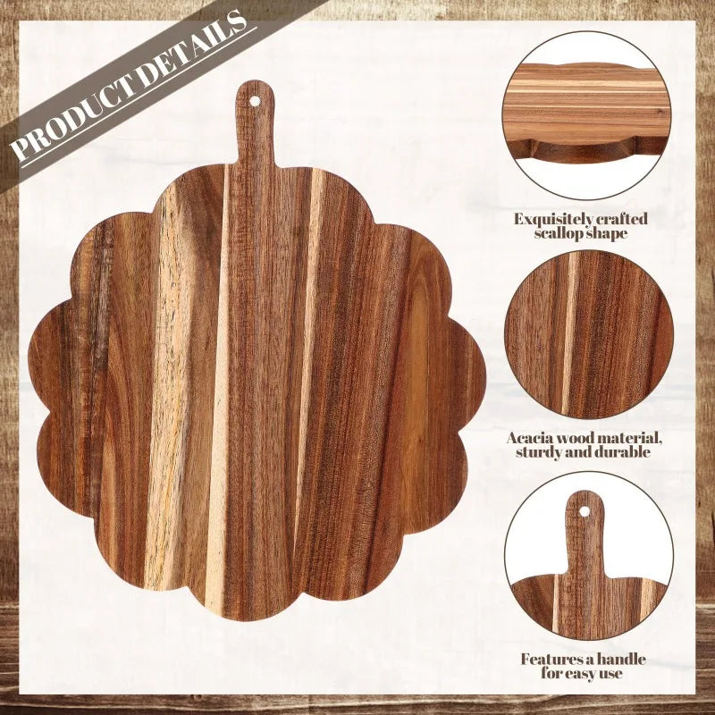 Scalloped Acacia Wood Cutting Board – Butcher Block Wood Cutting Board Axl A