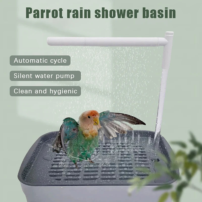 USB Electric Parrot Bird Bath – Circulating Water Shower Fountain Bird Bath Fountain Axl