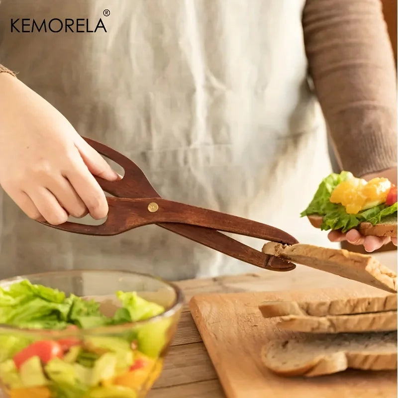 Wooden Scissor Kitchen Tongs – Non-Slip Salad & Grill Tongs Kitchen Tongs Axl