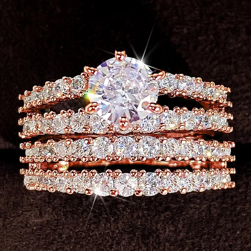 Huitan 2-Piece Cubic Zirconia Bridal Ring Set for Women Bridal Ring Set Axl