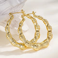 Huitan Gold Bamboo Hoop Earrings – Large Geometric Statement Hoop Earrings Axl E5775