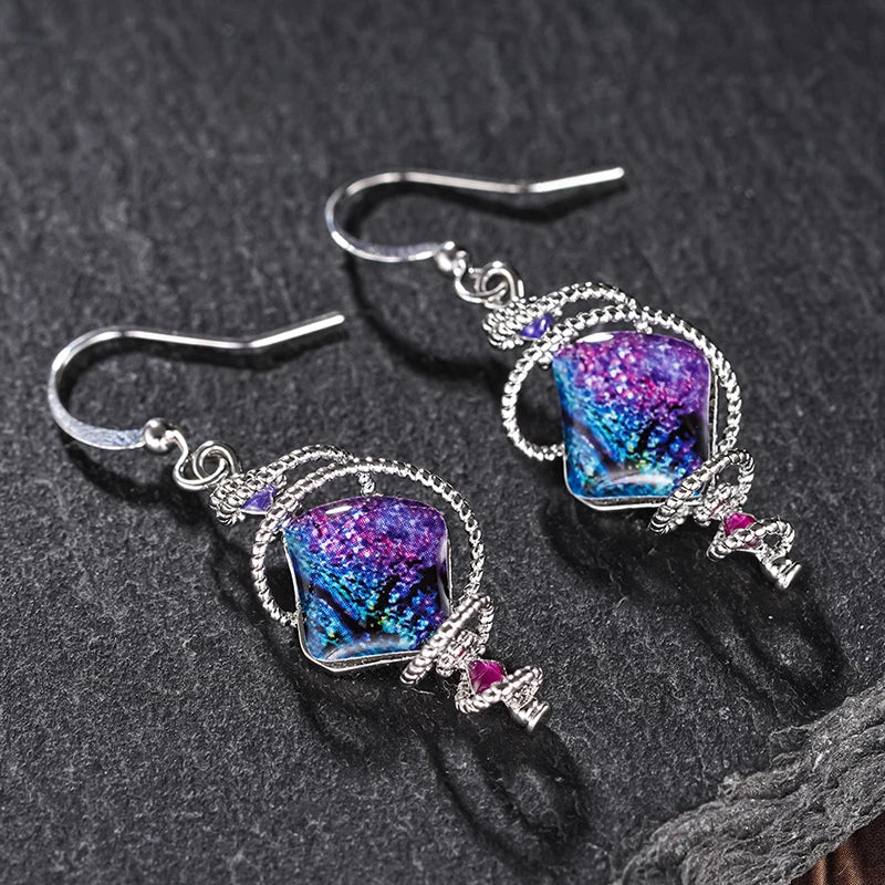 Huitan Purple Dangle Drop Earrings – Women's Fashion Jewelry Dangle Drop Earrings Axl