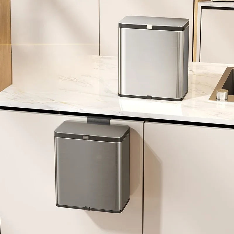 Wall Mounted Stainless Steel Trash Can with Lid – 8L Wall Mounted Trash Can Axl