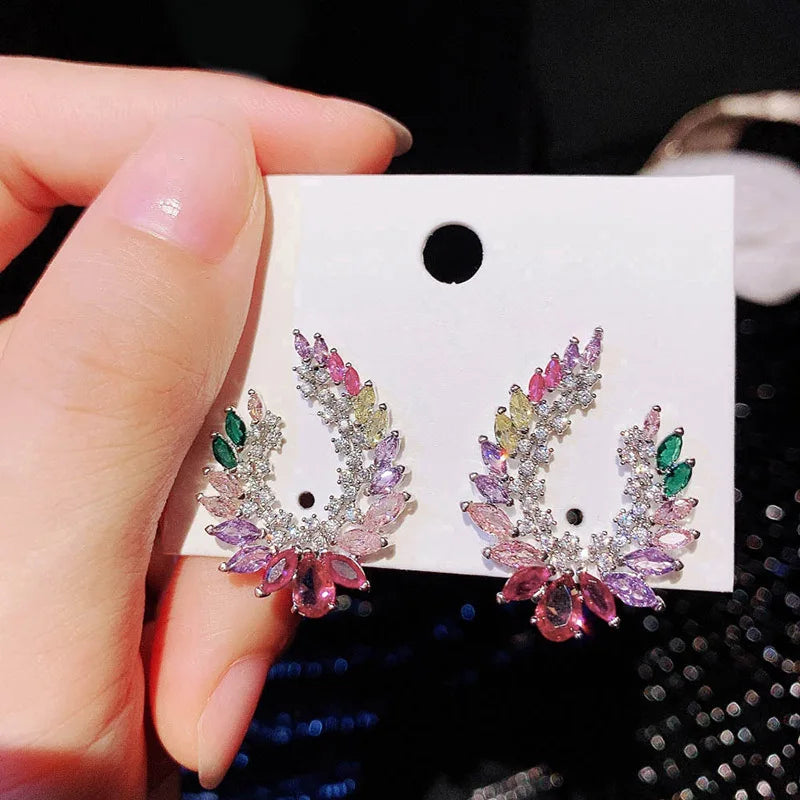 Huitan CZ Stud Earrings – Elegant Cubic Zirconia Wedding Jewelry CZ Stud Earrings Axl