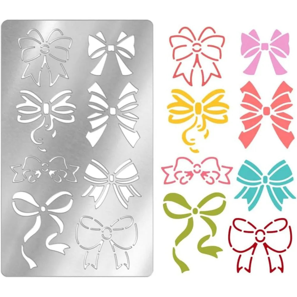 Bows Metal Stencil – Reusable Stainless Steel Craft Template Craft Stencil Template Axl AECH04-19417