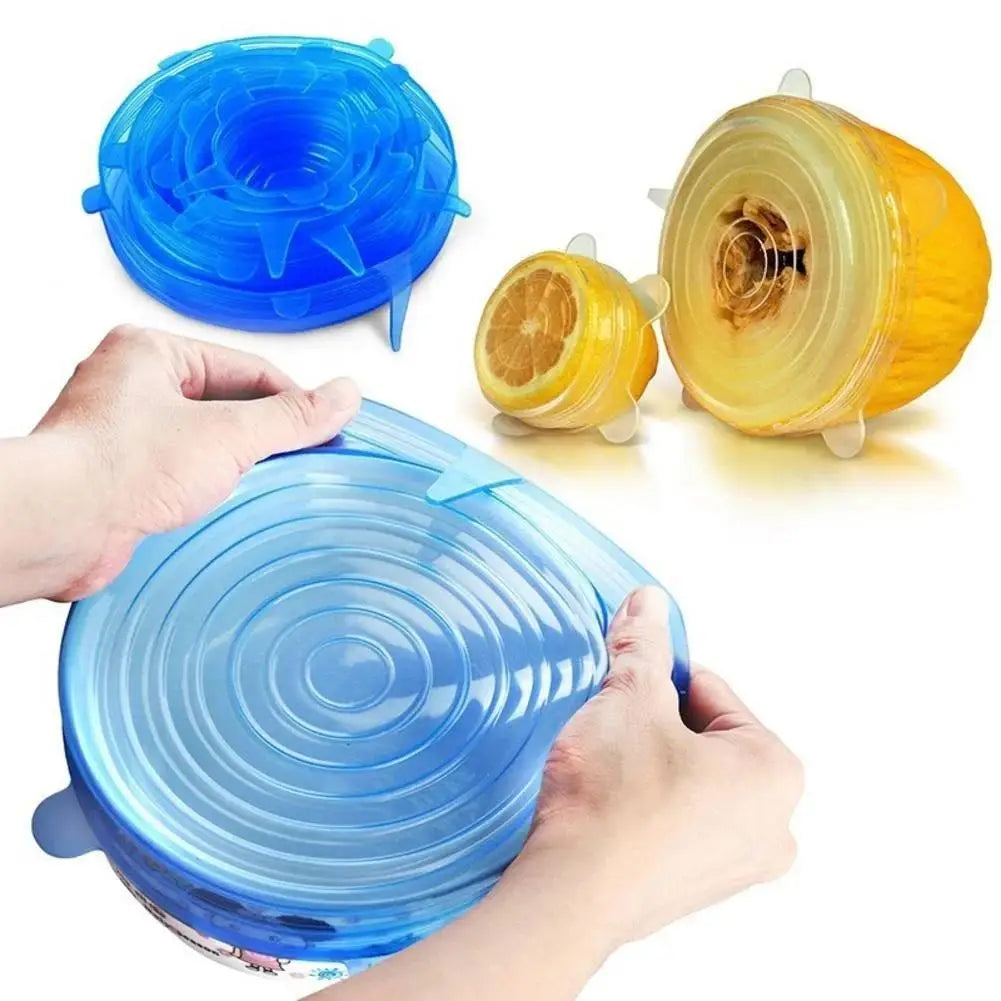 6-Piece Reusable Silicone Stretch Lids – Food Fresh Seal Covers Silicone Stretch Lids Axl