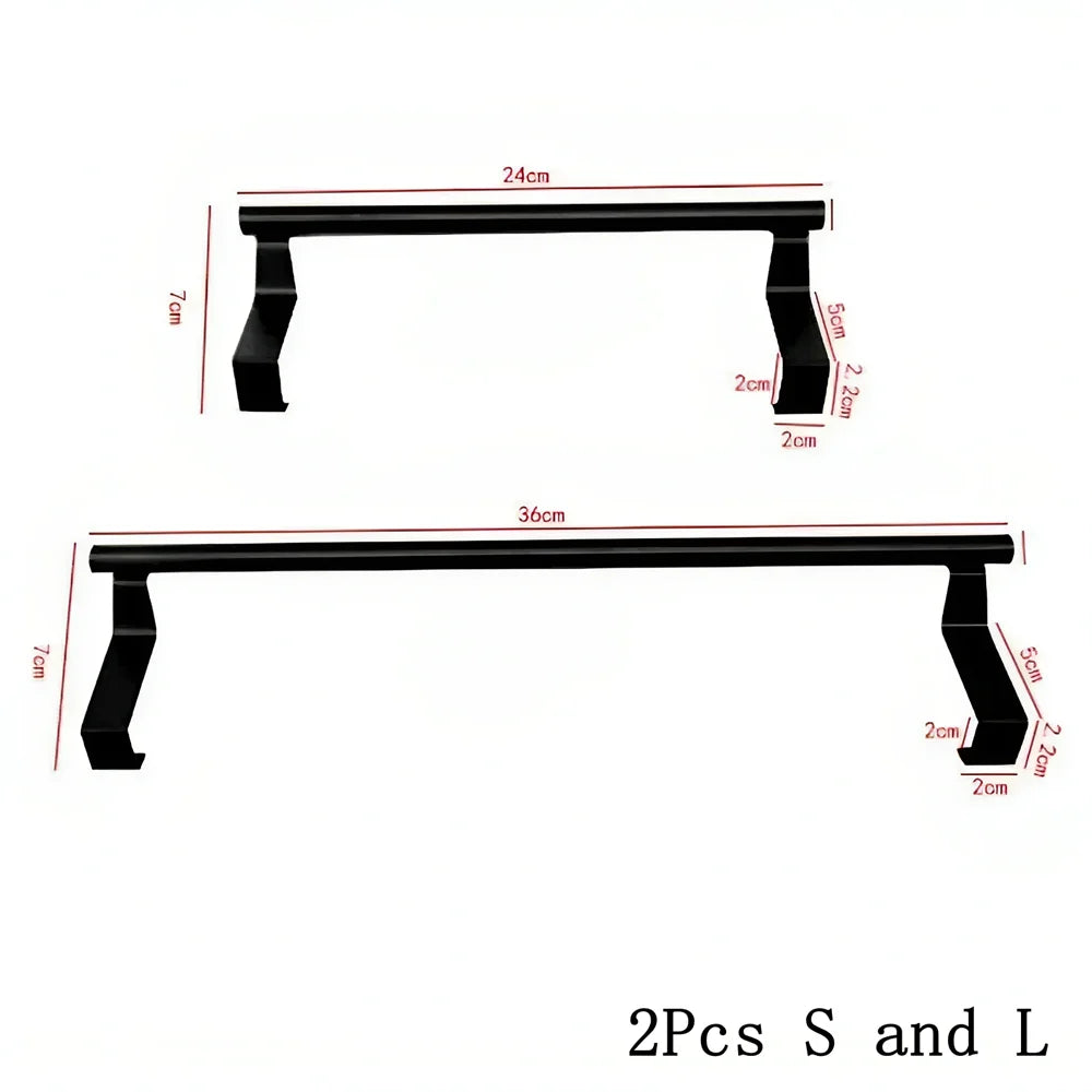 Punch-Free Door Hanging Towel Bar | Stainless Steel Rack Door Towel Rack Axl Black ML-2Pcs XL