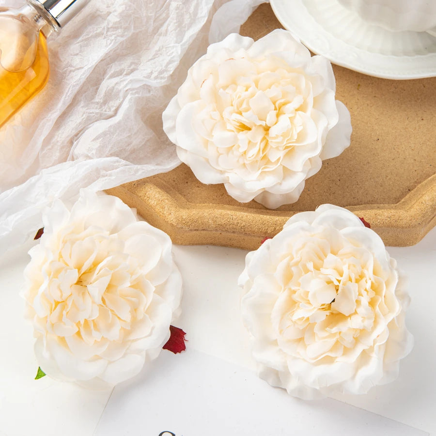 Silk Dahlia Peony Artificial Flowers 5/10 Pcs – Wedding Decor Artificial Flowers Axl Milky White 5pieces
