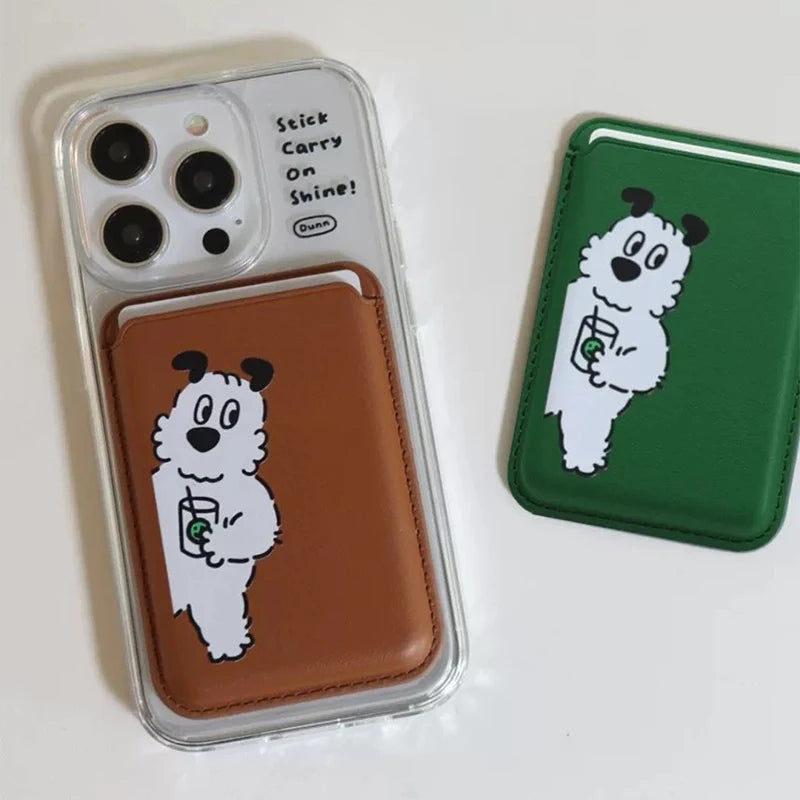 Dog Cartoon Magnetic Wallet Case iPhone 14 & 15 – Card Holder Wallet Phone Case Axl