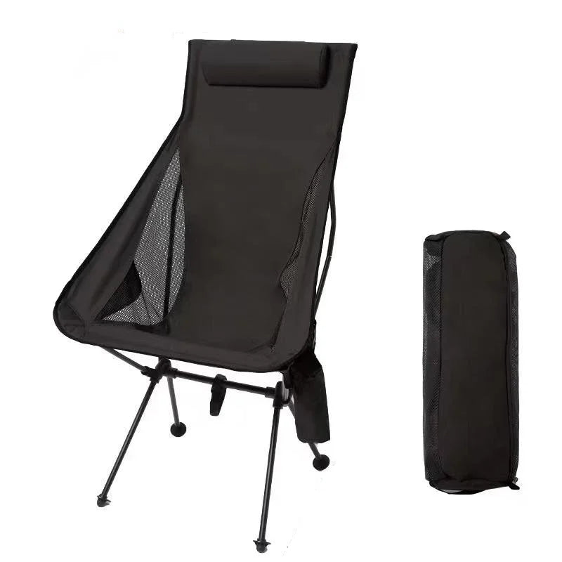 Westtune Folding Camping Chair with Headrest | Aluminum Frame Folding Camping Chair Axl Black