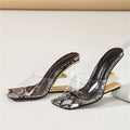 Women's PVC Transparent High Heel Sandals | Square Toe Slides High Heel Sandals Axl Black 35