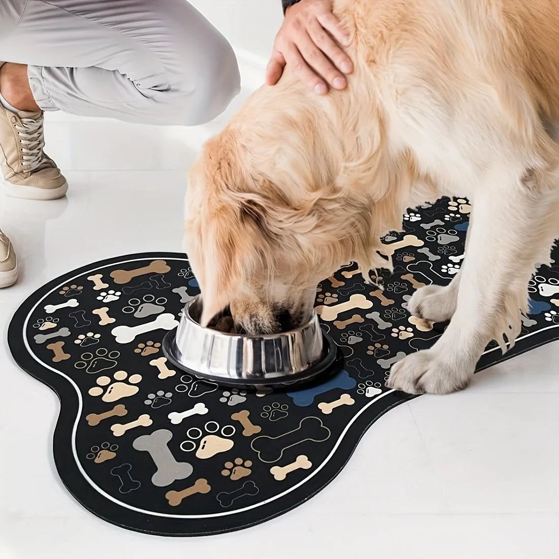 Non-Slip Quick-Dry Dog Feeding Mat | Paw Print Pet Bowl Pad Pet Feeding Mat Axl
