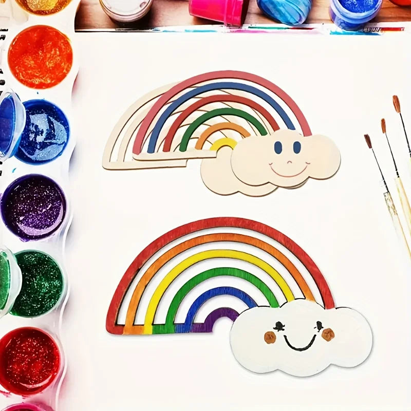 Unfinished Wooden Rainbow & Cloud DIY Craft Shapes – 10/30 Pack Wooden Craft Shapes Axl