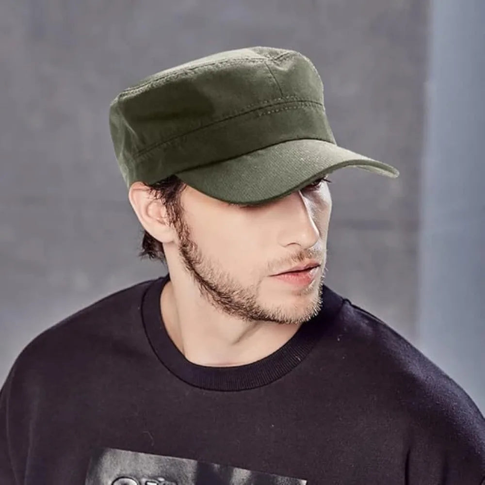 Adjustable Flat Top Cap – Breathable Cotton Sun Hat Unisex Flat Top Cap Axl