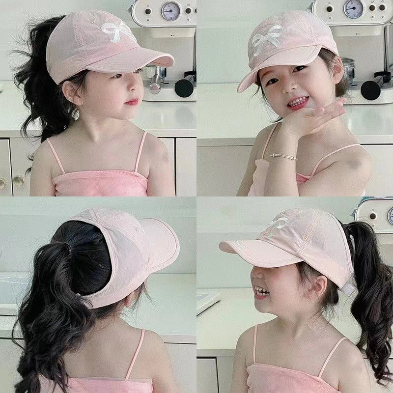 Kids Summer Sun Visor Cap – Bow Ponytail Baseball Hat Ages 2–8 Kids Sun Visor Cap Axl