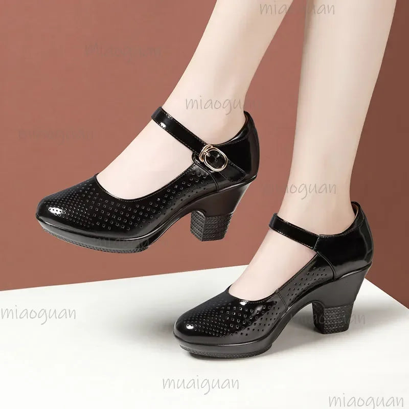 Women's Cutout Block Heel Mary Jane Sandals | Sizes 34–46 Block Heel Sandals Axl