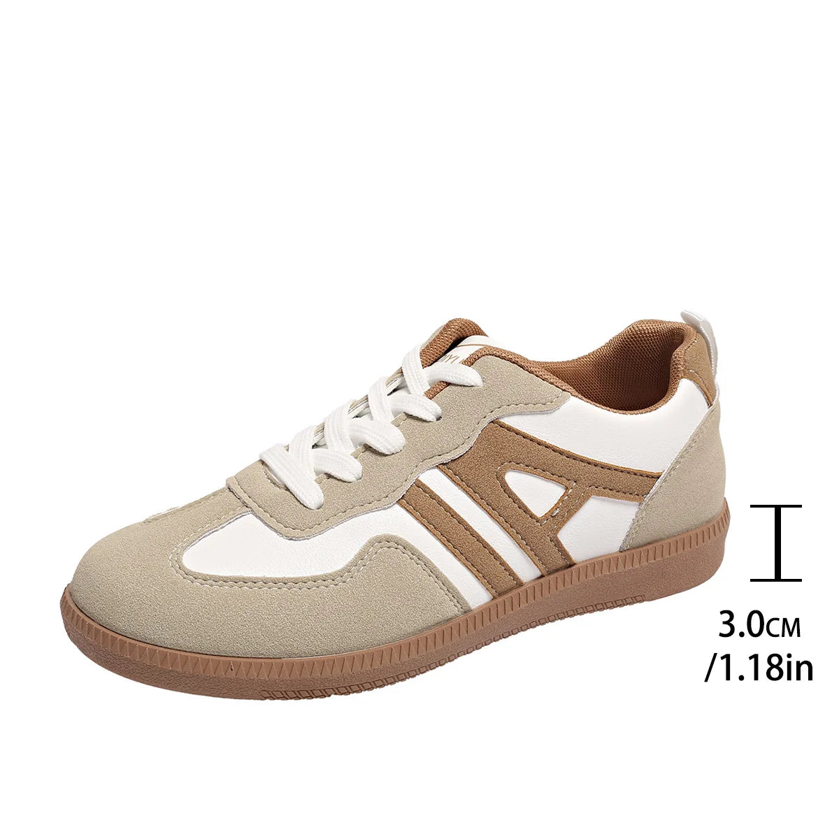 Women's Platform Vulcanize Sneakers – Lace-Up Casual Flat Shoes Women's Casual Sneakers Axl Khaki 36