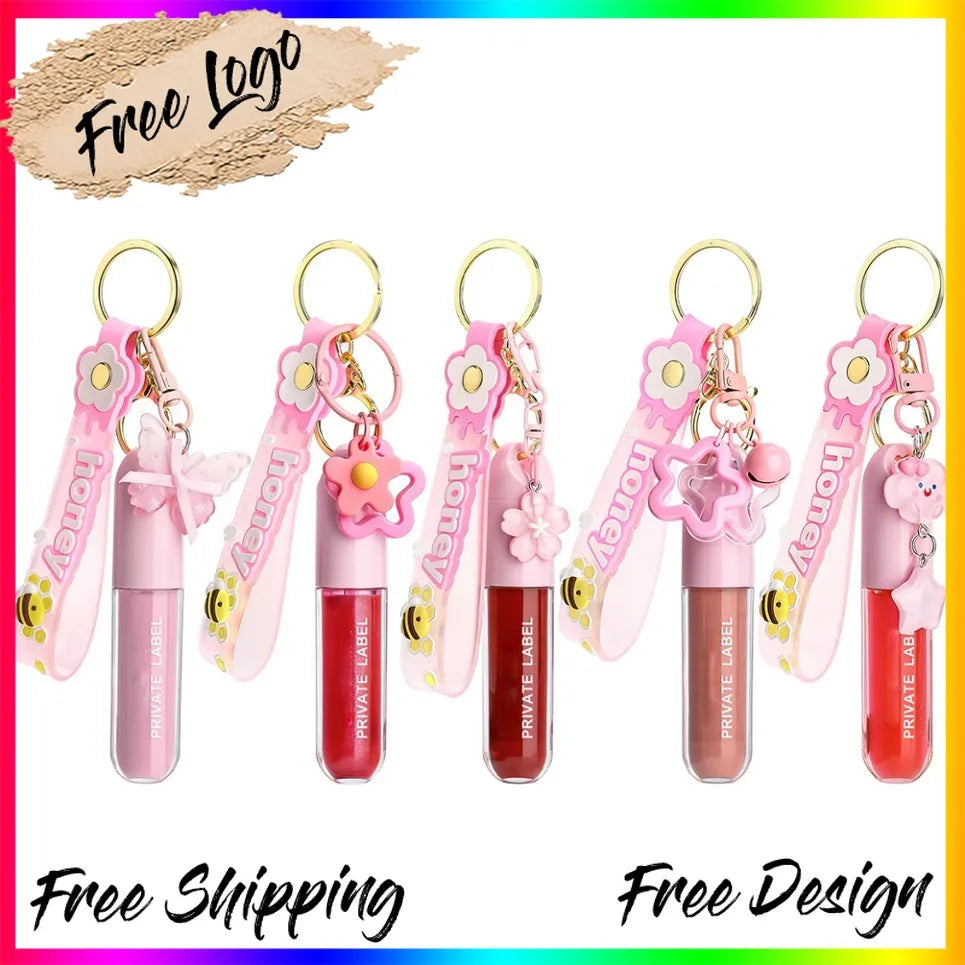 Vegan Lip Gloss Private Label Set – Bee Charm Keychain, 8ml Private Label Lip Gloss Axl