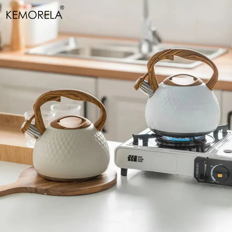 KEMORELA 3L Stainless Steel Whistling Kettle | Gas & Induction Stovetop Whistling Kettle Axl