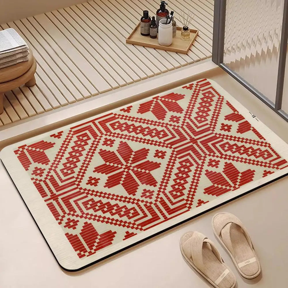 Swedish Folk Art Diatomite Bath Mat – Quick Dry & Non-Slip Diatomite Bath Mat Axl