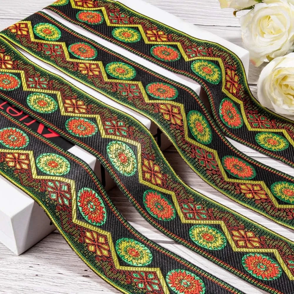 Floral Embroidery Polyester Ribbon 48.5mm 7m | Craft Trim Craft Ribbon Trim Axl